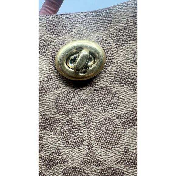 COACH Willow Bucket Bag Signature Brown Canvas Turn-Lock 10x10x6 Authentic Cert - Picture 12 of 16